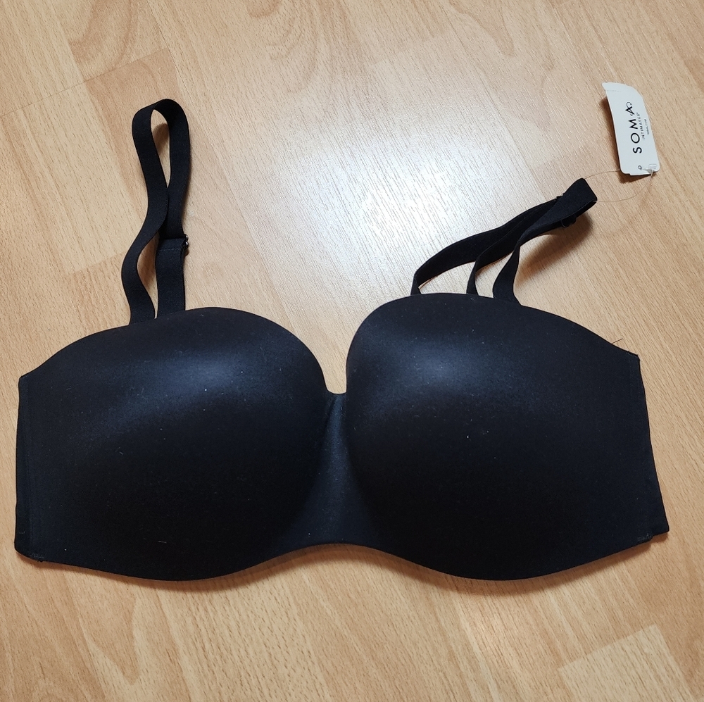NWT SOMA Black Enbliss‎ Wireless Strapless Bra Optional Straps Size 38D